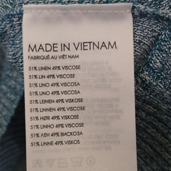 Club Monaco Linen Blend Heathered Blue Long Sleeve Boatneck Sweater Size L - Picture 6 of 6